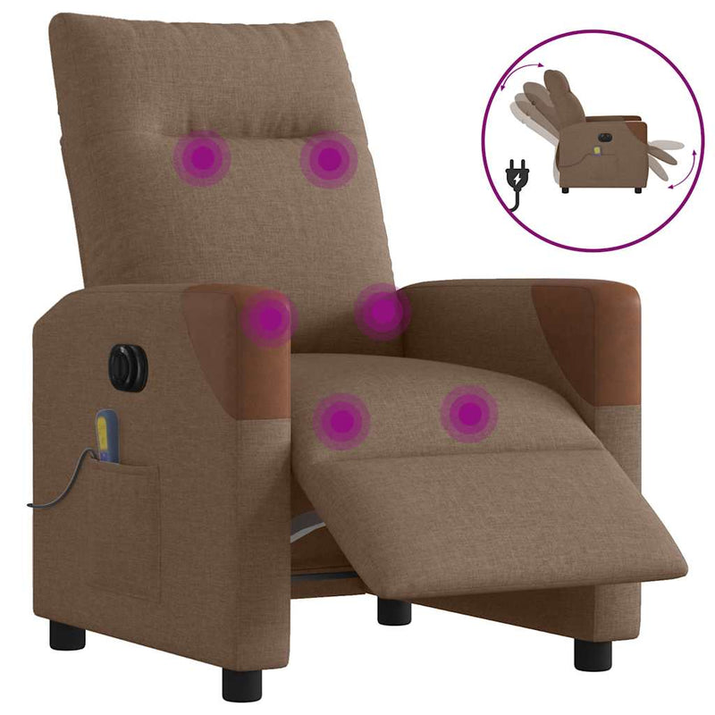 vidaXL barna szövet dönthető elektromos masszázsfotel