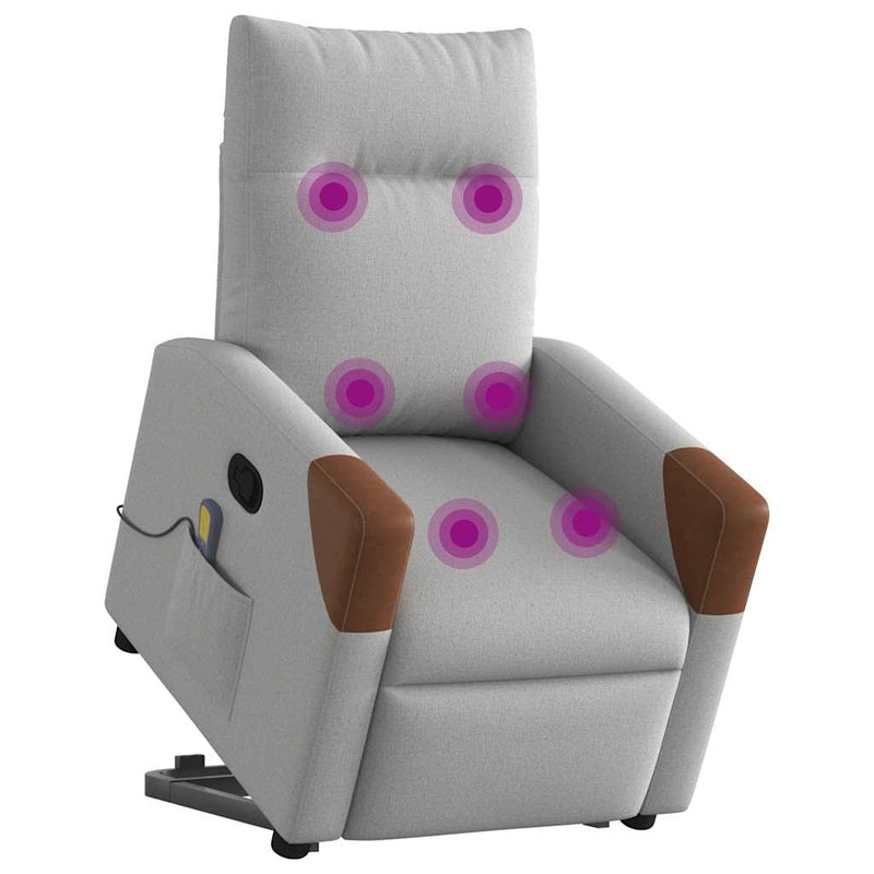 vidaXL Álló masszázsfotel felhőszürke szövet