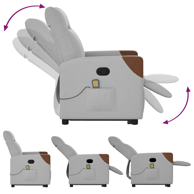 vidaXL Álló masszázsfotel felhőszürke szövet