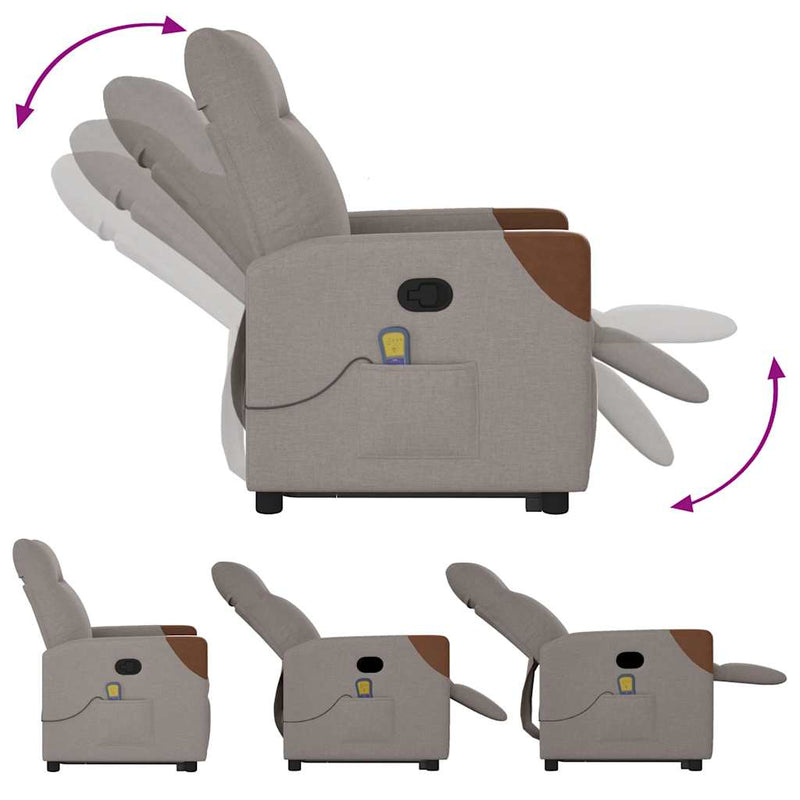 vidaXL tópszínű szövet dönthető masszázs- és állófotel