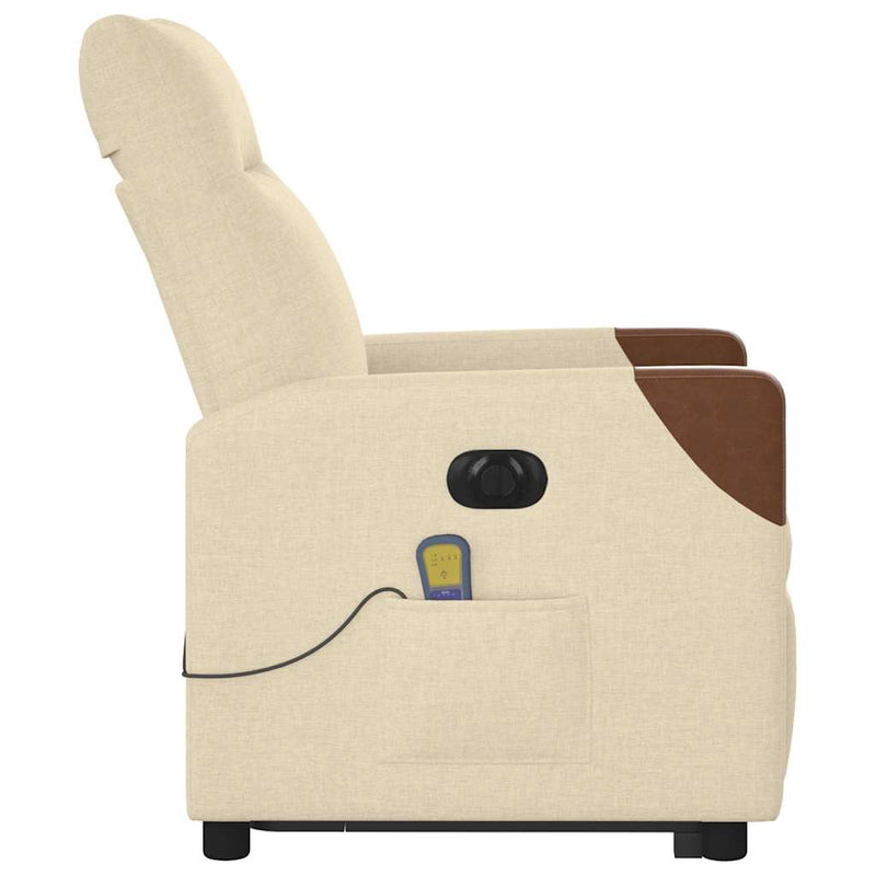 vidaXL krémszínű szövet dönthető elektromos álló masszázsfotel