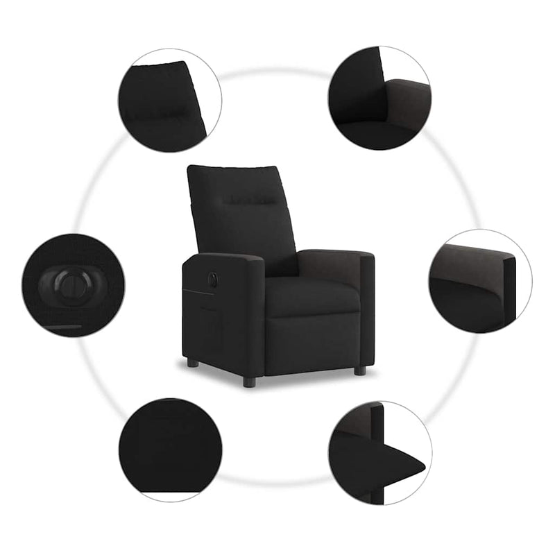 vidaXL fekete szövet elektromos dönthető fotel