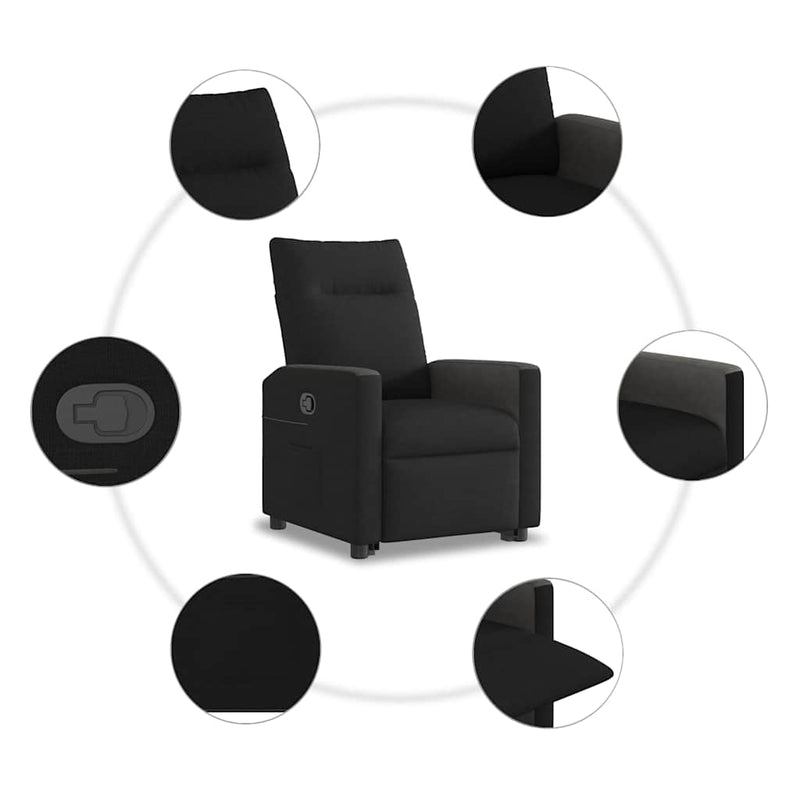 vidaXL fekete szövet felállást segítő dönthető fotel