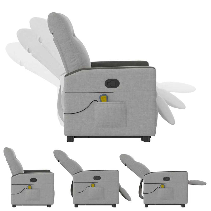 vidaXL Álló masszázsfotel felhőszürke szövet