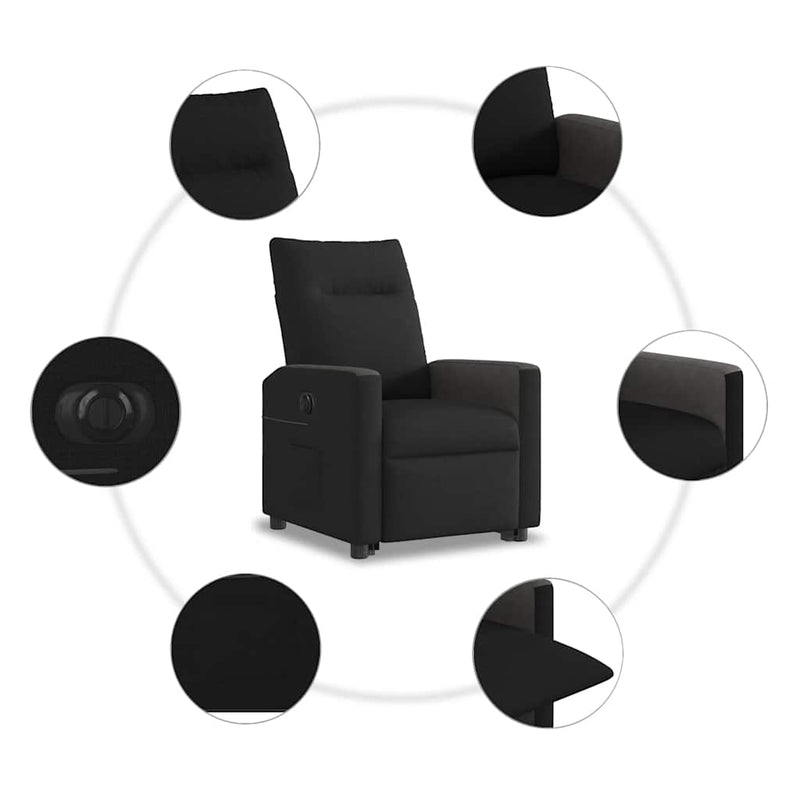 vidaXL elektromos felállást segítő fekete szövet dönthető fotel