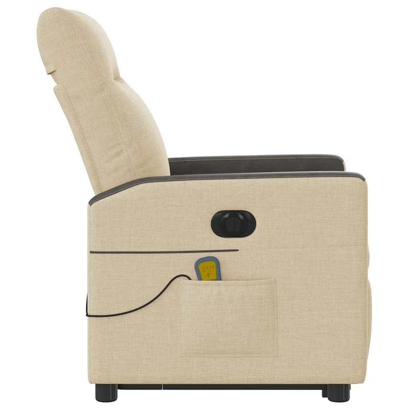 vidaXL krémszínű szövet dönthető elektromos álló masszázsfotel