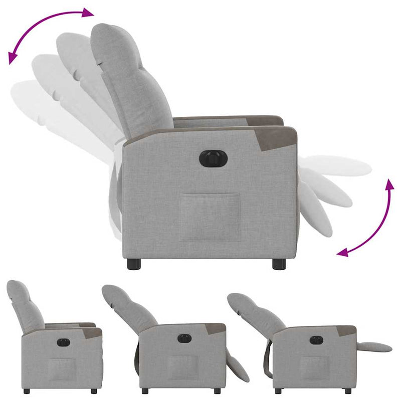 vidaXL felhőszürke szövet elektromos dönthető fotel