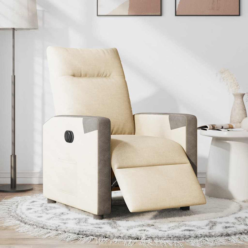 vidaXL krémszínű szövet elektromos dönthető fotel