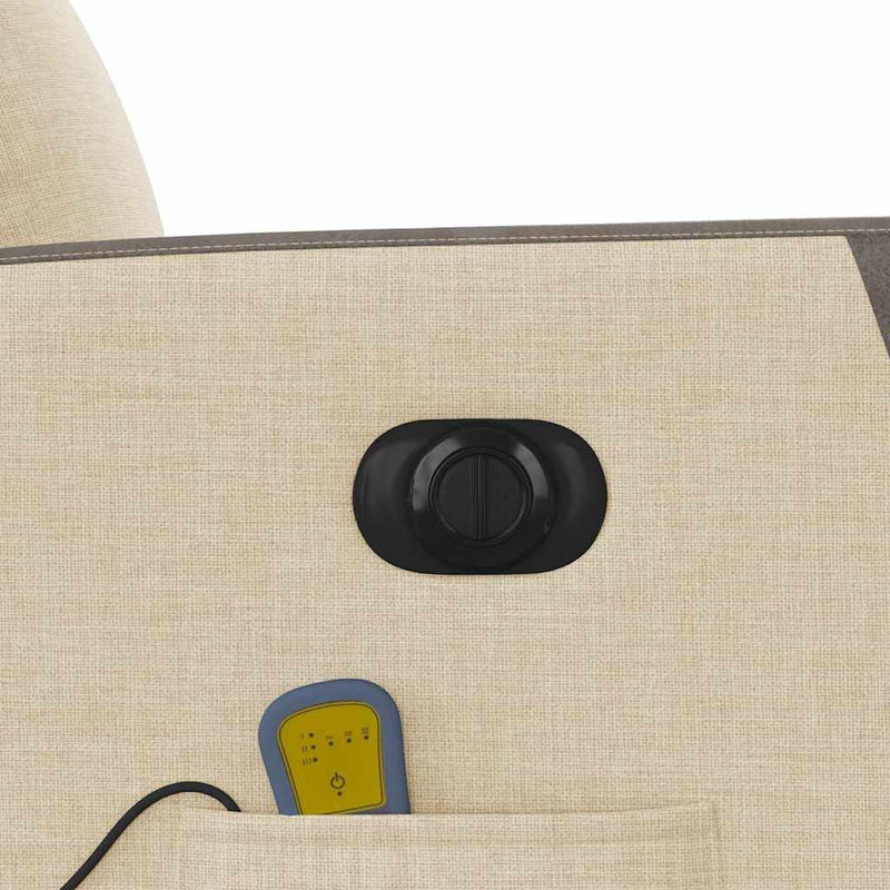 vidaXL krémszínű szövet dönthető elektromos masszázsfotel
