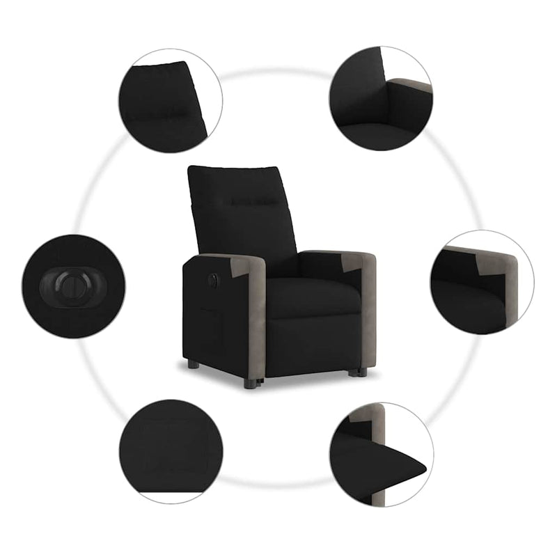 vidaXL elektromos felállást segítő fekete szövet dönthető fotel