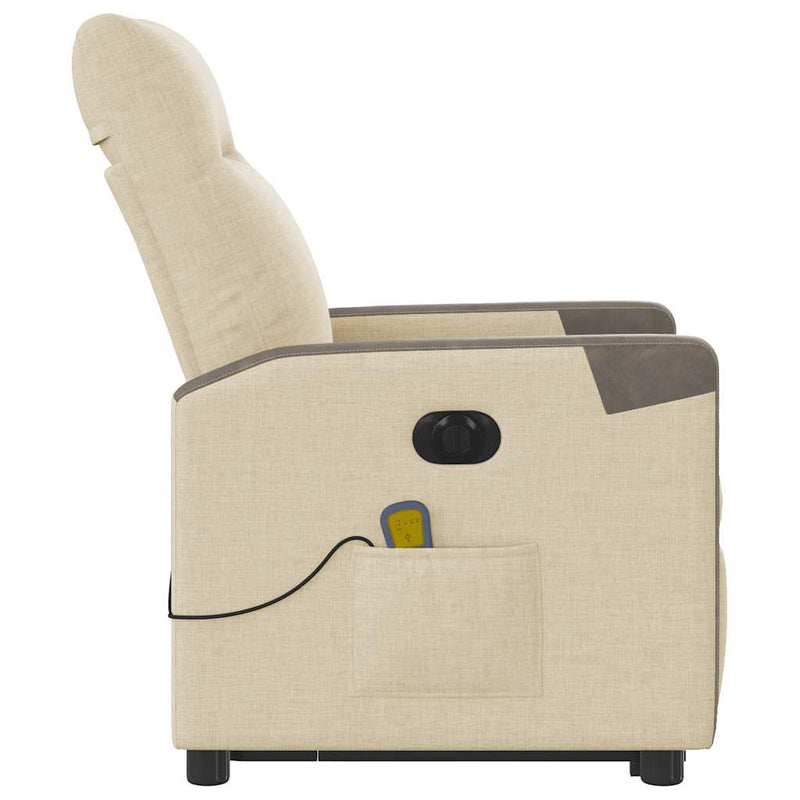 vidaXL krémszínű szövet dönthető elektromos álló masszázsfotel