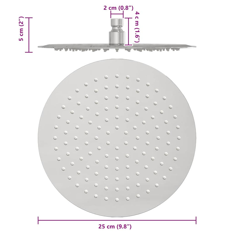 vidaXL kerek rozsdamentes acél esőztető zuhanyrózsa 25 cm