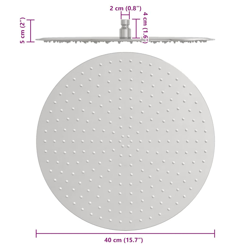 vidaXL kerek rozsdamentes acél esőztető zuhanyrózsa 40 cm