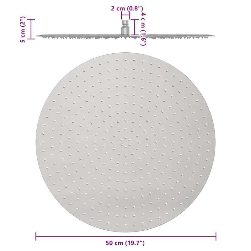 vidaXL kerek rozsdamentes acél esőztető zuhanyrózsa 50 cm
