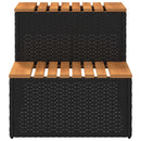 vidaXL pezsgőfürdő lépcső fekete 50x50x50,5cm polyrattan és akácfa