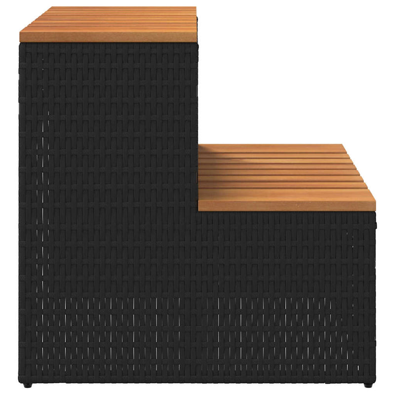 vidaXL pezsgőfürdő lépcső fekete 50x50x50,5cm polyrattan és akácfa