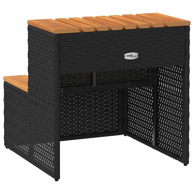 vidaXL pezsgőfürdő lépcső fekete 50x50x50,5cm polyrattan és akácfa