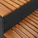 vidaXL pezsgőfürdő lépcső fekete 50x50x50,5cm polyrattan és akácfa