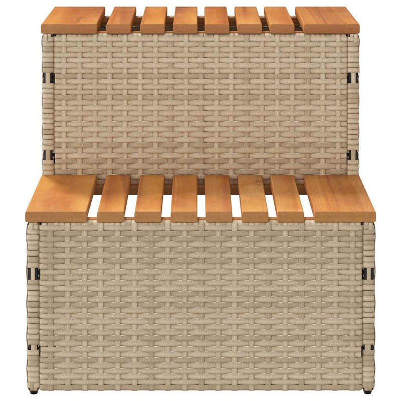 vidaXL pezsgőfürdő lépcső bézs 50x50x50,5cm polyrattan és akácfa