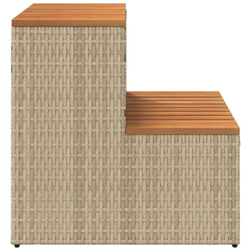 vidaXL pezsgőfürdő lépcső bézs 50x50x50,5cm polyrattan és akácfa