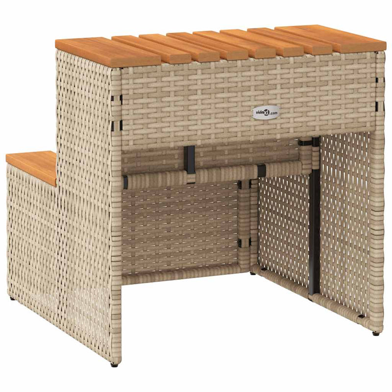 vidaXL pezsgőfürdő lépcső bézs 50x50x50,5cm polyrattan és akácfa
