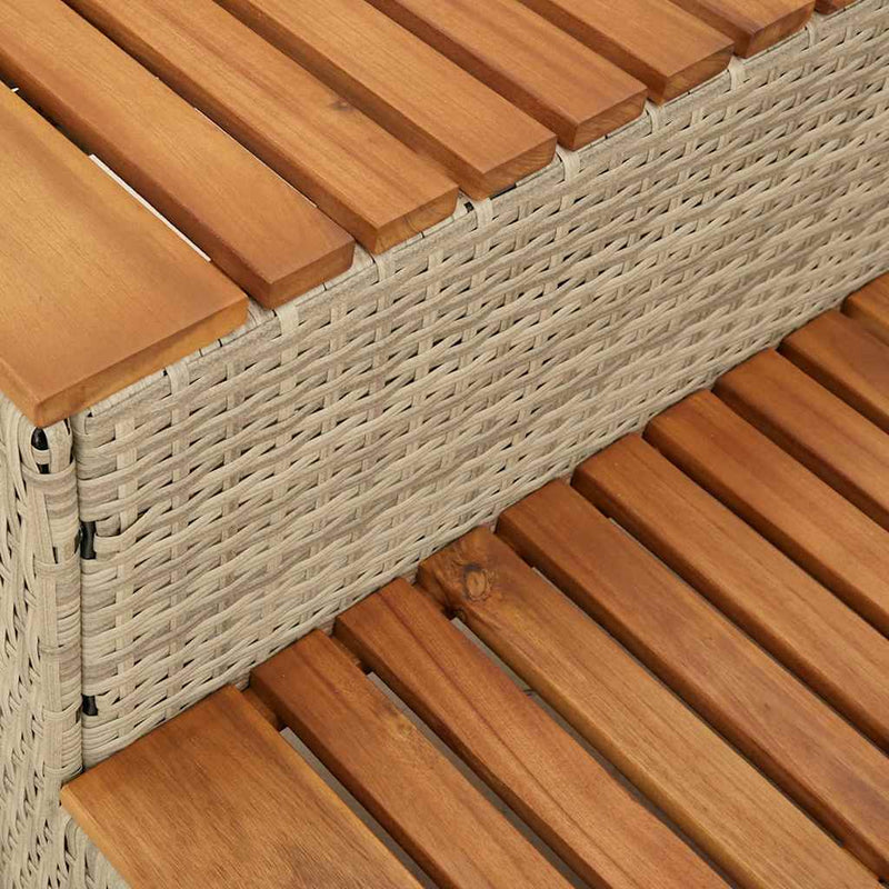 vidaXL pezsgőfürdő lépcső bézs 50x50x50,5cm polyrattan és akácfa