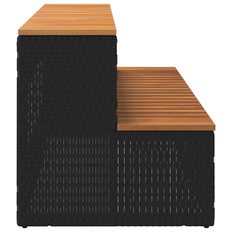 vidaXL pezsgőfürdő lépcső fekete 100x50x50,5 cm polyrattan és akácfa
