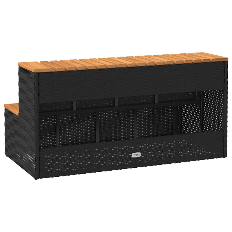 vidaXL pezsgőfürdő lépcső fekete 100x50x50,5 cm polyrattan és akácfa