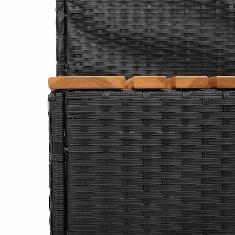 vidaXL pezsgőfürdő lépcső fekete 100x50x50,5 cm polyrattan és akácfa