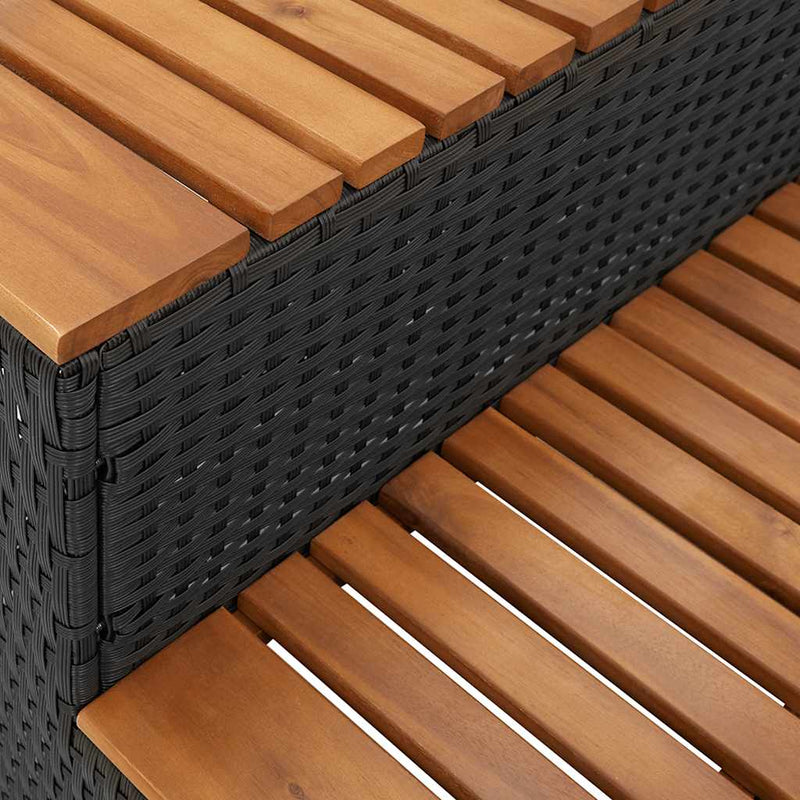 vidaXL pezsgőfürdő lépcső fekete 100x50x50,5 cm polyrattan és akácfa