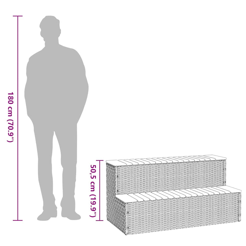 vidaXL pezsgőfürdő lépcső fekete 100x50x50,5 cm polyrattan és akácfa