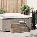 vidaXL pezsgőfürdő lépcső szürke 100x50x50,5 cm polyrattan és akácfa