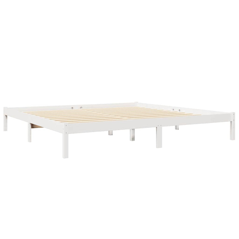 vidaXL fehér tömör fenyőfa könyvespolcos ágy matrac nélkül 200x200 cm