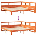 vidaXL barna tömör fenyőfa könyvespolcos ágy matrac nélkül 200 x 200cm