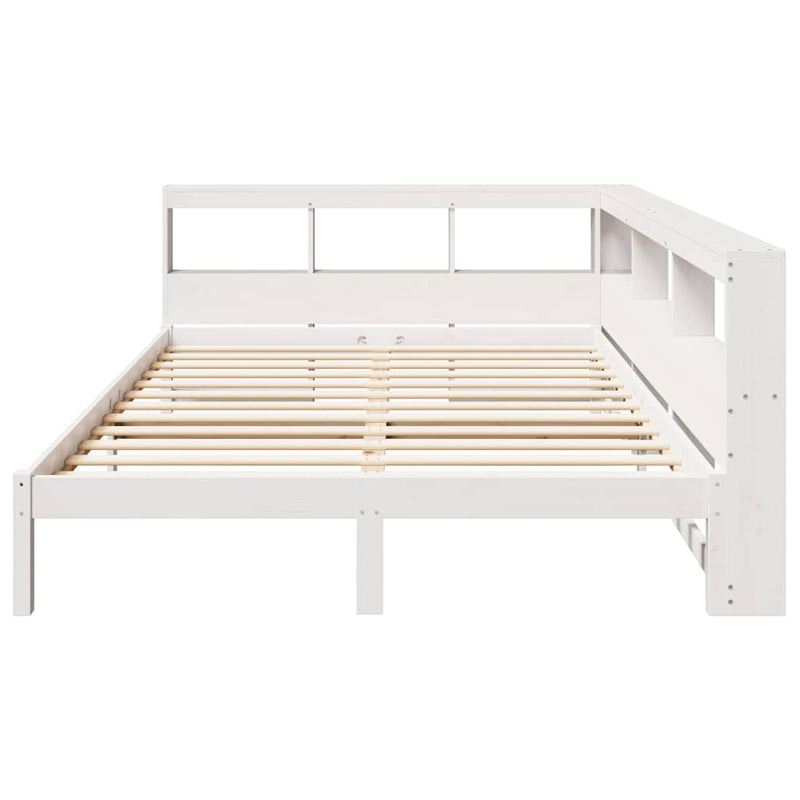 vidaXL fehér tömör fenyőfa könyvespolcos ágy matrac nélkül 150x200 cm