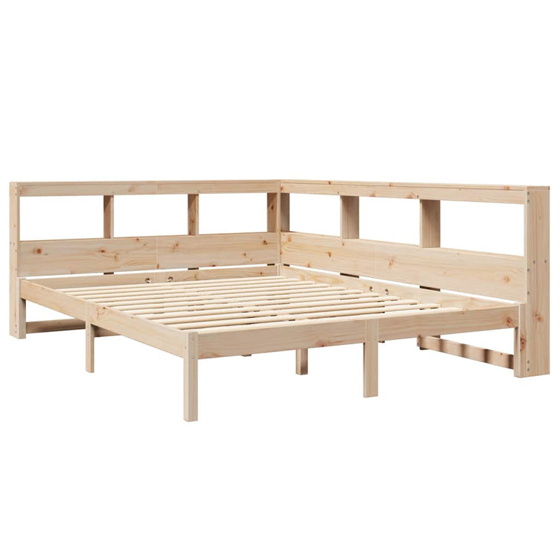 vidaXL tömör fenyőfa könyvespolcos ágy matrac nélkül 140 x 200 cm