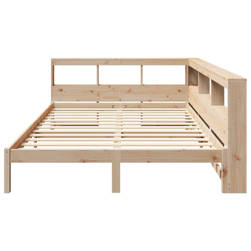 vidaXL tömör fenyőfa könyvespolcos ágy matrac nélkül 140 x 200 cm