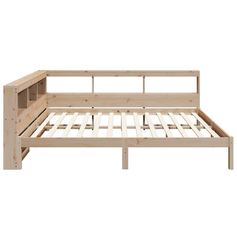 vidaXL tömör fenyőfa könyvespolcos ágy matrac nélkül 140 x 200 cm