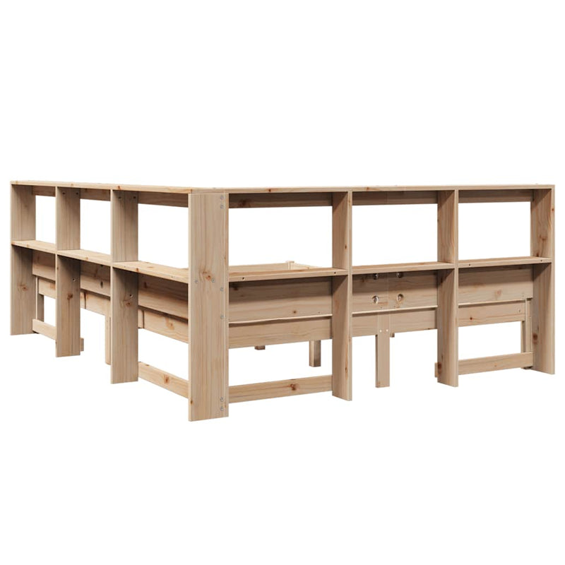 vidaXL tömör fenyőfa könyvespolcos ágy matrac nélkül 140 x 200 cm