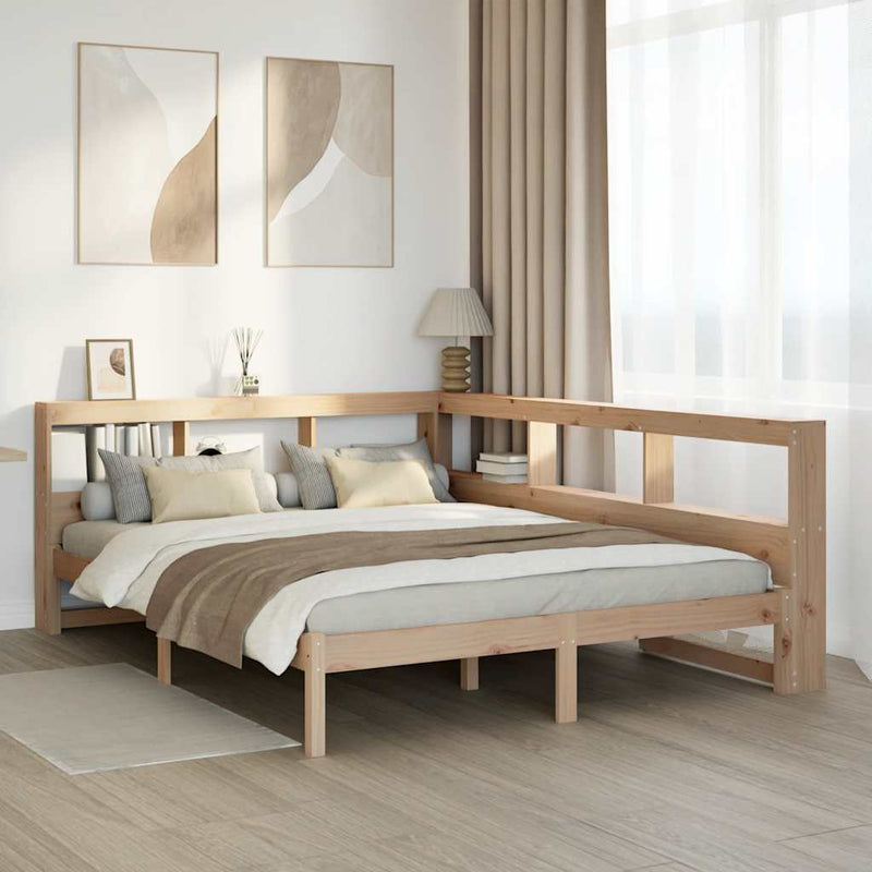 vidaXL tömör fenyőfa könyvespolcos ágy matrac nélkül 140 x 200 cm