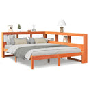 vidaXL barna tömör fenyőfa könyvespolcos ágy matrac nélkül 140 x 200cm