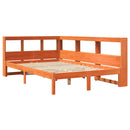 vidaXL barna tömör fenyőfa könyvespolcos ágy matrac nélkül 120 x 200cm