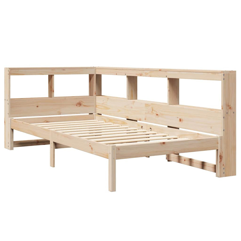 vidaXL tömör fenyőfa könyvespolcos ágy matrac nélkül 100 x 200 cm