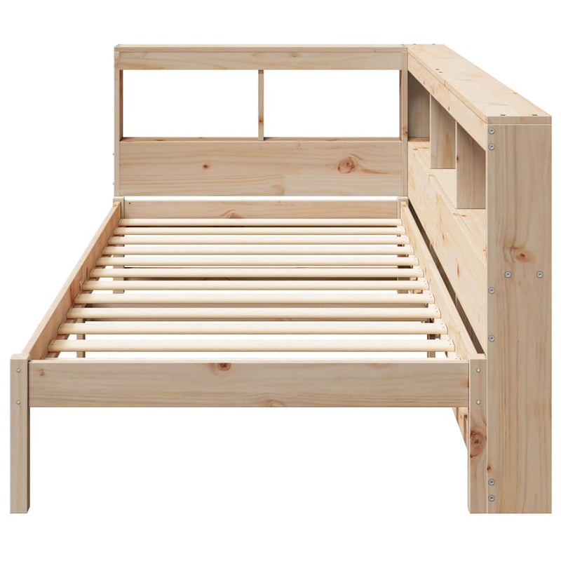vidaXL tömör fenyőfa könyvespolcos ágy matrac nélkül 100 x 200 cm