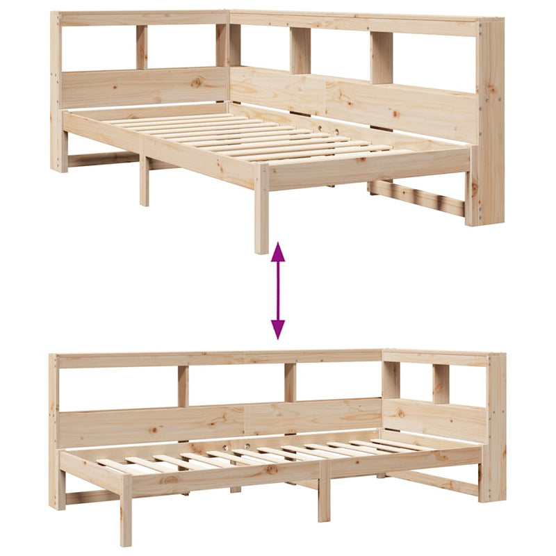 vidaXL tömör fenyőfa könyvespolcos ágy matrac nélkül 100 x 200 cm