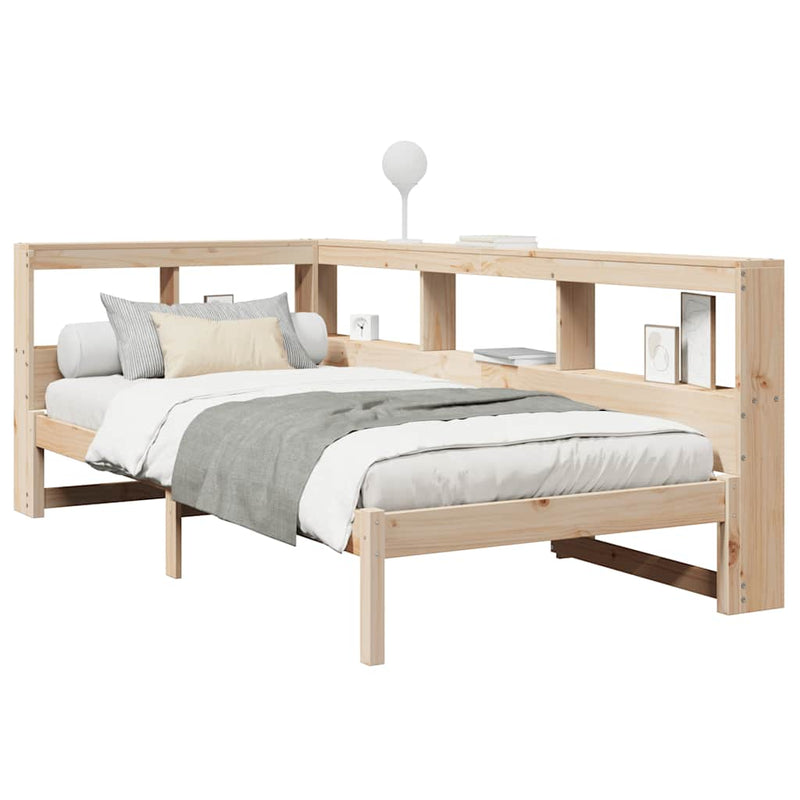 vidaXL tömör fenyőfa könyvespolcos ágy matrac nélkül 90 x 200 cm
