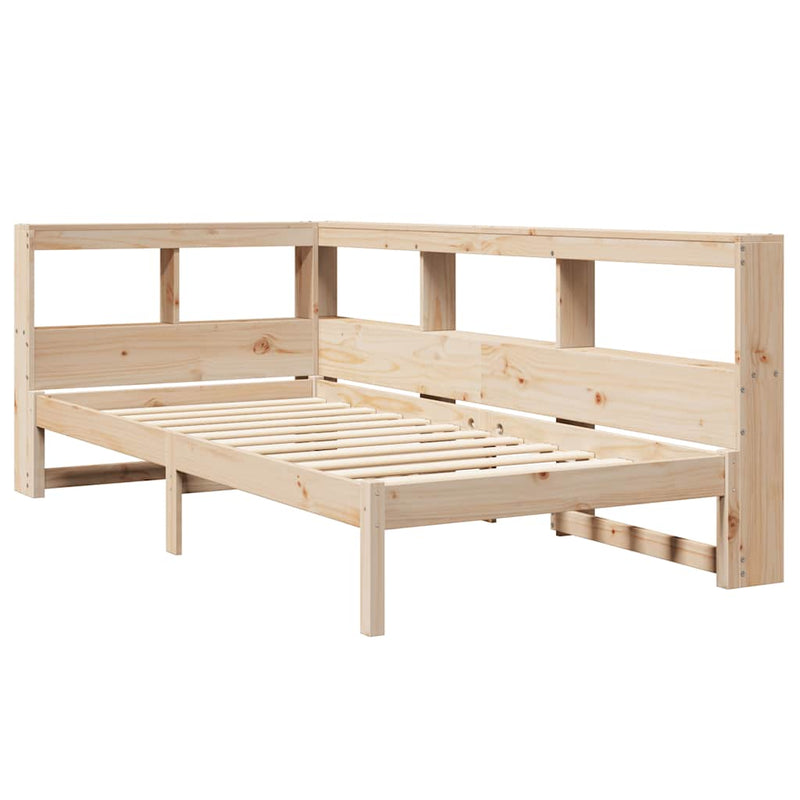 vidaXL tömör fenyőfa könyvespolcos ágy matrac nélkül 90 x 200 cm