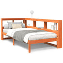 vidaXL barna tömör fenyőfa könyvespolcos ágy matrac nélkül 90 x 200 cm