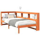 vidaXL barna tömör fenyőfa könyvespolcos ágy matrac nélkül 90 x 200 cm