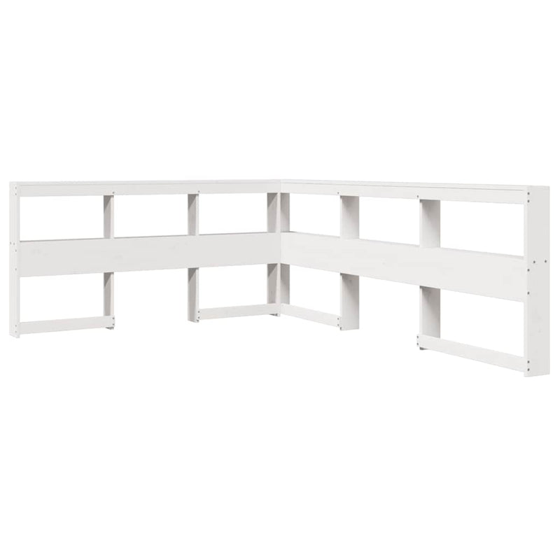 vidaXL fehér tömör fenyőfa könyvespolcos ágy matrac nélkül 135x190 cm